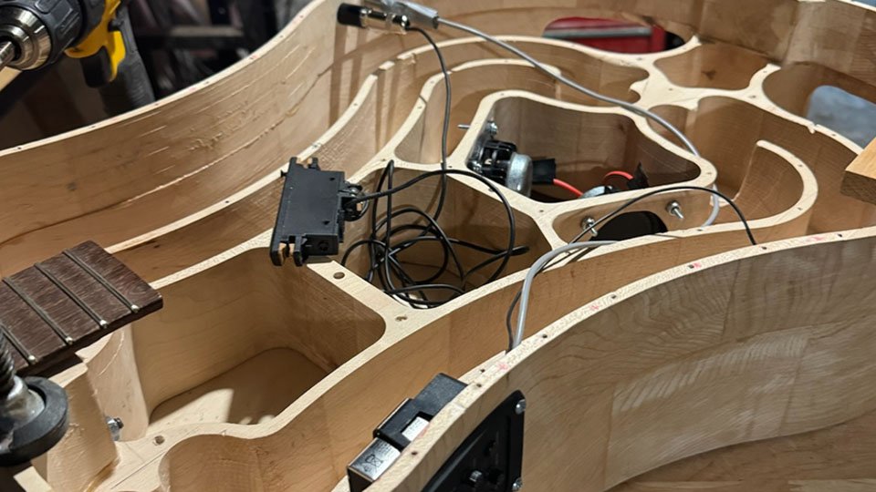 Guitar prototype during assembly