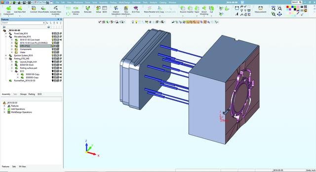 Core side of inserts set of mold base in Cimatron