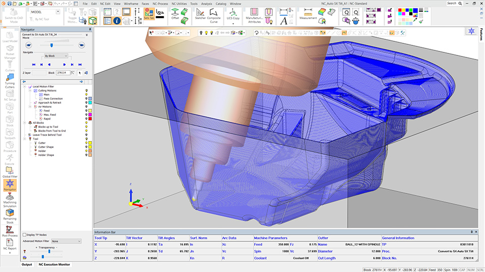 5-axis auto tilting has been improved with calculation time gains of over 25 times in certain cases