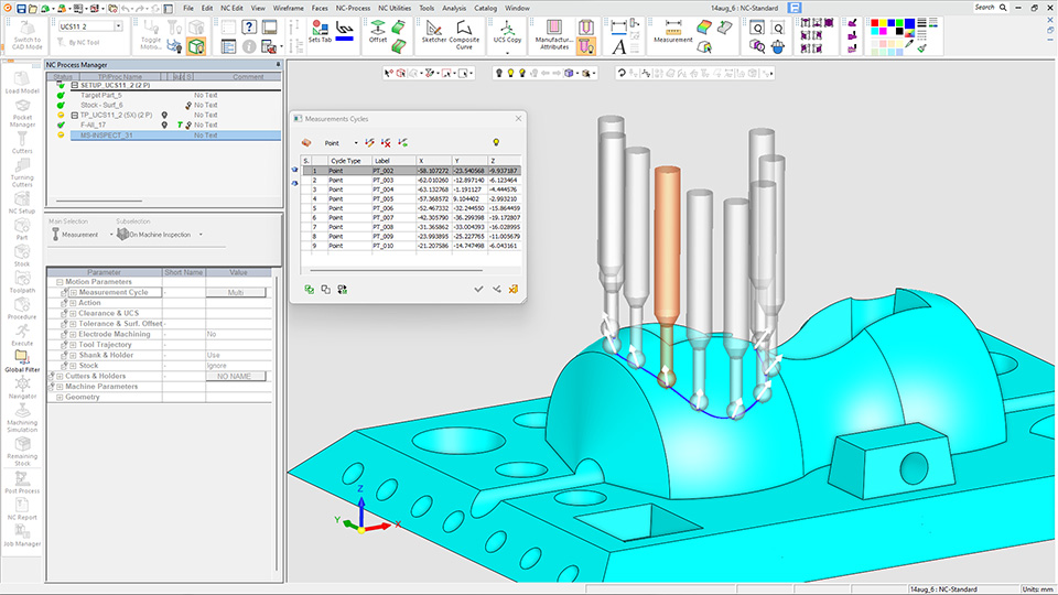 The On Machine Inspection Probing module now supports multipoint selection and cylindrical-shaped probes, enabling more versatile and precise inspection processes