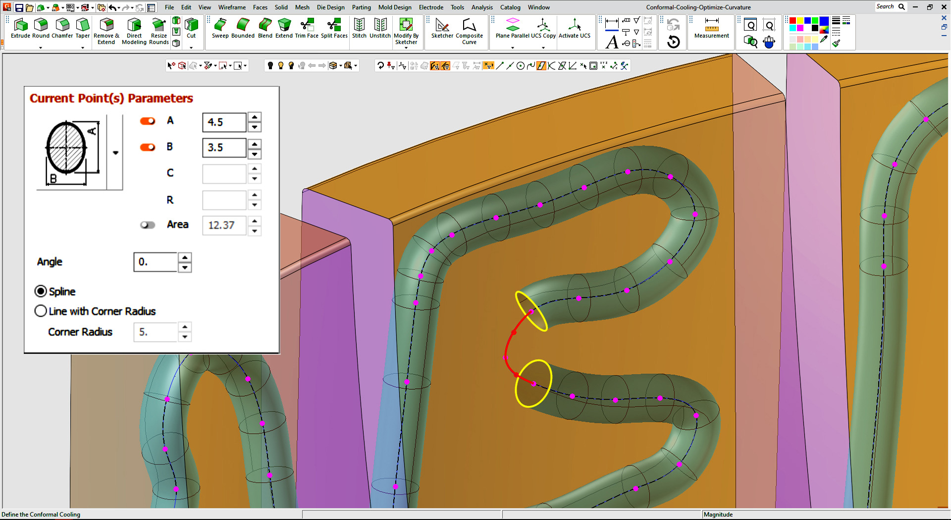 Optimize Curvature for conformal cooling