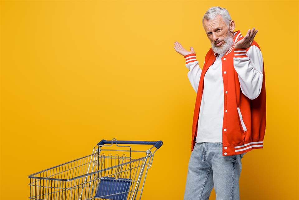 Man with empty shopping cart